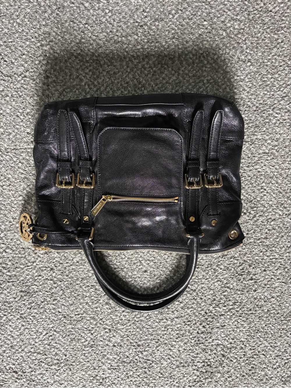 Michael Kors Black Leather Purse with Gold Details